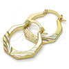 Oro Laminado Small Hoop, Gold Filled Style Diamond Cutting Finish, Tricolor, 02.102.0049.25