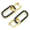 Oro Laminado Huggie Hoop, Gold Filled Style Paperclip Design, with Black Cubic Zirconia, Polished, Golden Finish, 02.210.0471.4.12
