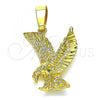 Oro Laminado Fancy Pendant, Gold Filled Style Eagle Design, Diamond Cutting Finish, Golden Finish, 5.183.019