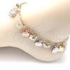 Oro Laminado Charm Anklet , Gold Filled Style Sun Design, with White Crystal, Polished, Tricolor, 03.331.0056.10