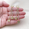 Oro Laminado Long Earring, Gold Filled Style Butterfly Design, with Cubic Zirconia, Golden Finish, 5.099.009