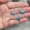 Sterling Silver Earring and Pendant Adult Set, Star Design, with Bermuda Blue Opal, Polished, Silver Finish, 10.391.0004