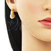 Oro Laminado Stud Earring, Gold Filled Style Chunky Design, Polished, Golden Finish, 02.163.0227