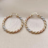 Oro Laminado Medium Hoop, Gold Filled Style Diamond Cutting Finish, Tricolor, 02.170.0529.40