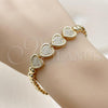Oro Laminado Fancy Bracelet, Gold Filled Style Heart Design, with White Cubic Zirconia, Polished, Golden Finish, 03.283.0487.07