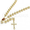Oro Laminado Large Rosary, Gold Filled Style Guadalupe and Crucifix Design, Polished, Golden Finish, 09.65.0103.30