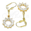Oro Laminado Long Earring, Gold Filled Style with White Cubic Zirconia, Polished, Golden Finish, 02.387.0054