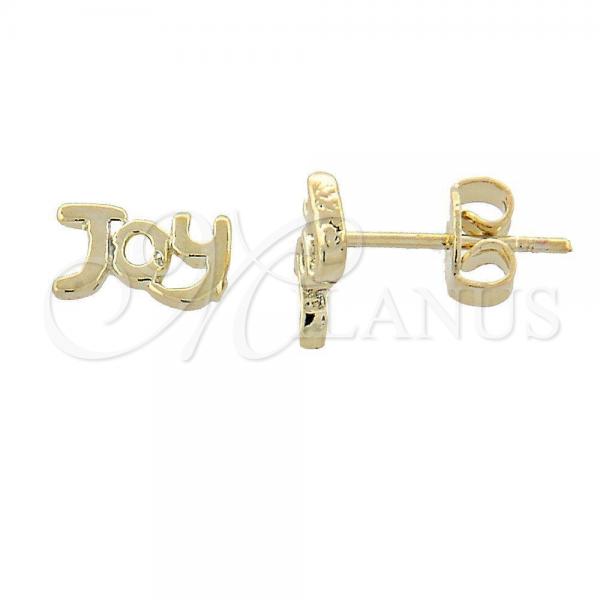Oro Laminado Stud Earring, Gold Filled Style Diamond Cutting Finish, Golden Finish, 02.94.0055 *PROMO*
