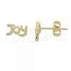 Oro Laminado Stud Earring, Gold Filled Style Diamond Cutting Finish, Golden Finish, 02.94.0055 *PROMO*