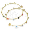 Oro Laminado Large Hoop, Gold Filled Style Evil Eye Design, Multicolor Enamel Finish, Golden Finish, 02.213.0219.3.50