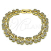 Oro Laminado Tennis Bracelet, Gold Filled Style Cherry Design, with White Micro Pave, Polished, Golden Finish, 03.284.0060.07