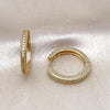 Oro Laminado Huggie Hoop, Gold Filled Style with White Micro Pave, Polished, Golden Finish, 02.210.0855.24