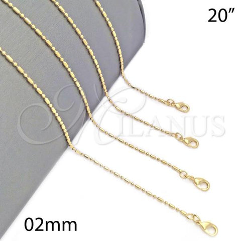 Oro Laminado Basic Necklace, Gold Filled Style Ball Design, Golden Finish, 04.09.0171.20