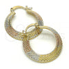 Oro Laminado Small Hoop, Gold Filled Style Diamond Cutting Finish, Tricolor, 02.65.2605.25
