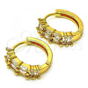 Oro Laminado Huggie Hoop, Gold Filled Style with White Cubic Zirconia, Polished, Golden Finish, 02.210.0673.15