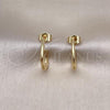 Oro Laminado Stud Earring, Gold Filled Style Chunky Design, Polished, Golden Finish, 02.163.0232