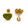 Stainless Steel Stud Earring, Heart Design, with Dark Peridot Crystal, Polished, Golden Finish, 02.271.0022.11