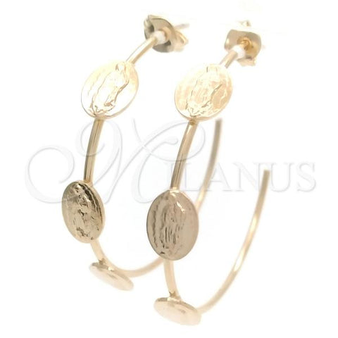 Oro Laminado Medium Hoop, Gold Filled Style Guadalupe Design, Polished, Golden Finish, 02.58.0062.40