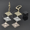 Oro Laminado Long Earring, Gold Filled Style Diamond Cutting Finish, Tricolor, 5.091.011