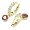 Oro Laminado Huggie Hoop, Gold Filled Style with Garnet and White Cubic Zirconia, Polished, Golden Finish, 02.213.0044.7