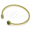 Oro Laminado Individual Bangle, Gold Filled Style Ball and Cluster Design, with Green Cubic Zirconia and White Micro Pave, Polished, Golden Finish, 07.228.0004.2