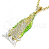 Oro Laminado Religious Pendant, Gold Filled Style Guadalupe Design, Polished, Tricolor, 05.351.0136.1