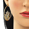 Oro Laminado Large Hoop, Gold Filled Style Peacock Design, with White and Black Crystal, Diamond Cutting Finish, Golden Finish, 02.380.0046.1.50