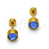 Stainless Steel Stud Earring, with Blue Shade Crystal, Polished, Golden Finish, 02.271.0008.7
