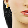 Oro Laminado Stud Earring, Gold Filled Style Teardrop Design, Polished, Golden Finish, 02.342.0333