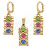Oro Laminado Earring and Pendant Adult Set, Gold Filled Style with Crystal, Golden Finish, 10.150.0047