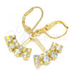 Oro Laminado Dangle Earring, Gold Filled Style with White Cubic Zirconia, Polished, Golden Finish, 02.09.0172