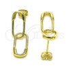 Oro Laminado Long Earring, Gold Filled Style Paperclip Design, Polished, Golden Finish, 02.213.0470