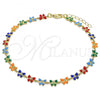 Oro Laminado Fancy Anklet, Gold Filled Style Butterfly Design, Multicolor Enamel Finish, Golden Finish, 03.386.0010.10