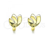 Oro Laminado Huggie Hoop, Gold Filled Style Leaf Design, Polished, Golden Finish, 02.213.0476.12