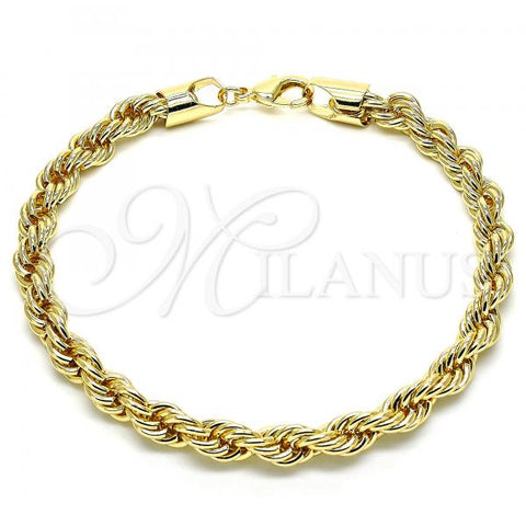 Oro Laminado Basic Anklet, Gold Filled Style Rope Design, Polished, Golden Finish, 04.213.0207.10