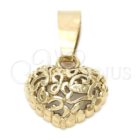 Oro Laminado Fancy Pendant, Gold Filled Style Heart Design, Golden Finish, 5.179.018