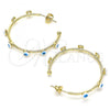 Oro Laminado Medium Hoop, Gold Filled Style Evil Eye Design, White Enamel Finish, Golden Finish, 02.213.0219.1.30