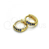 Oro Laminado Huggie Hoop, Gold Filled Style with Sapphire Blue Micro Pave, Polished, Golden Finish, 02.195.0111.4.10