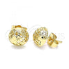Oro Laminado Stud Earring, Gold Filled Style Heart Design, Polished, Golden Finish, 02.156.0608