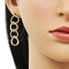 Oro Laminado Long Earring, Gold Filled Style Polished, Golden Finish, 02.213.0652