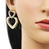 Oro Laminado Stud Earring, Gold Filled Style Heart Design, Polished, Golden Finish, 02.418.0003