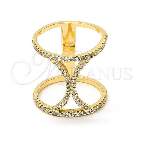Oro Laminado Multi Stone Ring, Gold Filled Style with White Cubic Zirconia, Polished, Golden Finish, 01.166.0029.09 (Size 9)