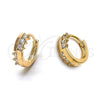 Oro Laminado Huggie Hoop, Gold Filled Style with White Cubic Zirconia, Polished, Golden Finish, 5.132.015