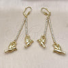 Oro Laminado Long Earring, Gold Filled Style Bird Design, with Cubic Zirconia, Golden Finish, 5.100.008