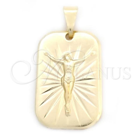 Oro Laminado Religious Pendant, Gold Filled Style Jesus Design, Polished, Golden Finish, 05.58.0014