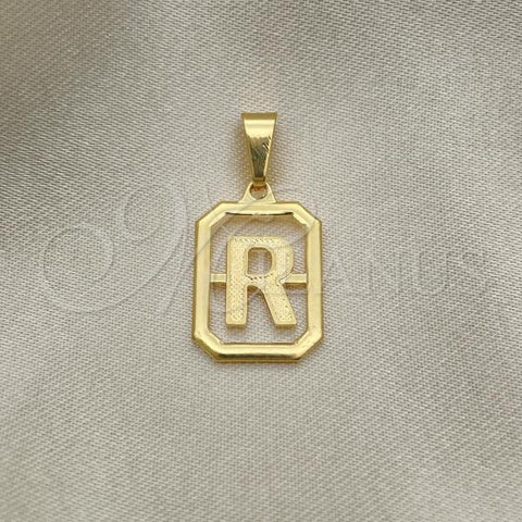 Oro Laminado Fancy Pendant, Gold Filled Style Initials Design, Polished, Golden Finish, 05.02.0069.18