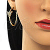 Oro Laminado Stud Earring, Gold Filled Style Butterfly Design, with White Micro Pave, Polished, Golden Finish, 02.341.0121