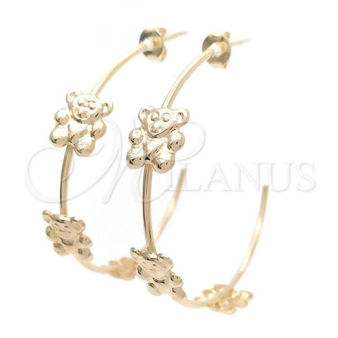 Oro Laminado Medium Hoop, Gold Filled Style Teddy Bear Design, Polished, Golden Finish, 02.58.0057.40