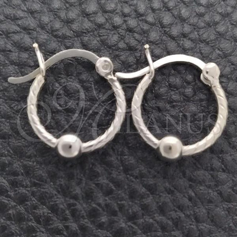 Sterling Silver Small Hoop, and Ball Polished, Silver Finish, 02.399.0018.10