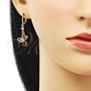 Oro Laminado Long Earring, Gold Filled Style Butterfly Design, with Multicolor and White Cubic Zirconia, Polished, Golden Finish, 02.357.0067